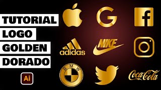 Tutorial Sencillo Efecto GoldenDorado en Logo en Adobe Illustrator [upl. by Arze393]