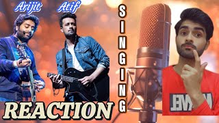 Arijit Singh and Atif Aslam Singing Reaction  Atif Aslam vs Arijit Singh ❌  Pakistan Vs India ❌ [upl. by Marcelle]