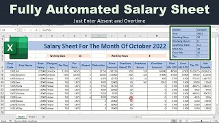 Fully Automated Salary Sheet in excel  Employee Salary Sheet [upl. by Halac]