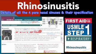 Rhinosinusitis Details of all 4 para nasal sinuses in HindiUrdu by first aid for USMLE step 1 [upl. by Gannes449]