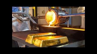 Tanishq  Melting Gold into bars  Gold melting Job [upl. by Esenahs]