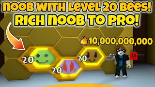 Noob With Level 20 Bees Gets 50 Bees in 2 Hours  Bee Swarm Simulator [upl. by Aihtela]