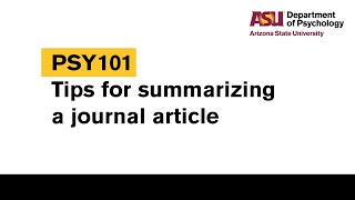 Tips for summarizing a journal article [upl. by Trofmoc679]