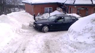 BMW E91 slippy uphill ice snow Karpacz [upl. by Haimaj594]