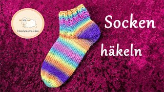 Socke häkeln Größe 3638  Socken häkeln für Erwachsene  Socke einfach häkeln  Maschenschäfchen [upl. by Treboh]