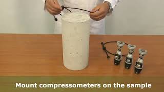 AUTOMAX EModulus — Howto fit a concrete cylinder with compressometerextensometer for elasticyty [upl. by Scrope]