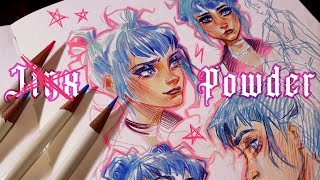 💣 Arcane JINX POWDER sketches  trying out new art materials Irojiten colored pencils  markers [upl. by Rori]