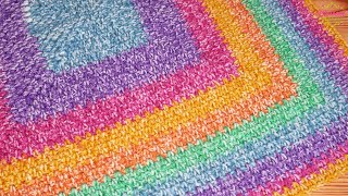 EASIEST Crochet Blanket  Moss Stitch SquareIn The Round Just 2 Stitches and ONE round repeat [upl. by Ahtar]