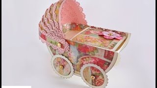 Scrapbooking Bomboniera carrozzina  Birth Party Favor Pram [upl. by Leiru980]