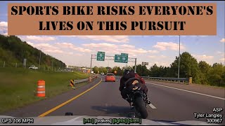 Chasing a Sports Bike through town amp Interstate  Several close calls [upl. by Nesrac971]