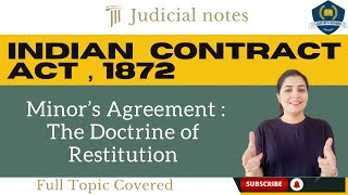 🤡Minor’s Agreement  The Doctrine of Restitution  Indian Contract Act 1872  CLAT  Judicial Prep [upl. by Akino898]