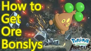 How to get Bonsly to leap out of ore deposits in Pokemon Legends Arceus [upl. by Flanders]