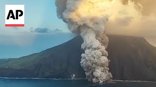 WATCH Italys Stromboli volcano erupts and spews ash into the sky [upl. by Rimma202]