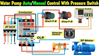 DOL Starter Connection with Auto Manual Selector Switch and Pressure Switch starterspark [upl. by Armanda]