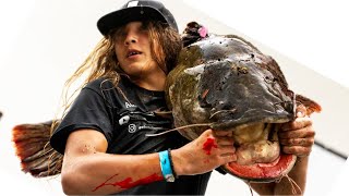 14 year old Catches Record Catfish for Okie Noodling Tournament State 7  Oklahoma [upl. by Airbmat]