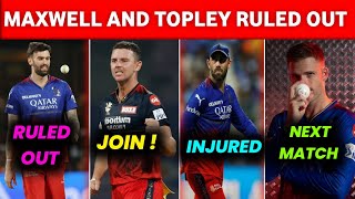 IPL 2024  Reece Topley Ruled Out  Hejalwood Join Rcb  Maxwell Serious Injury  Rcb 2024 [upl. by Narih200]