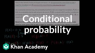 Calculating conditional probability  Probability and Statistics  Khan Academy [upl. by Ziana]