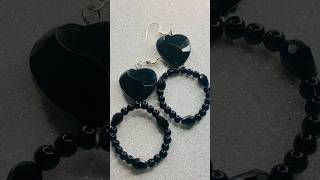 Make earpiece with black beads beadart diybeadedjewelry beads handmadebeadedjewelry blackbeads [upl. by Gotthard]