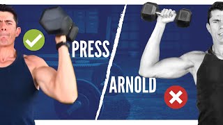 Tutorial Press Arnold con Mancuernas Rutina Hombro [upl. by Yllop23]