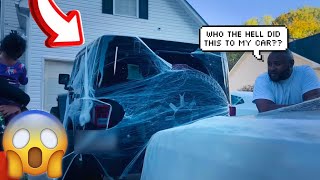 WE COVERED MY PARENTS CARS WITH SPIDER WEBS TO GET THEIR REACTION [upl. by Ecinom595]