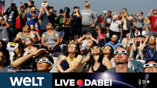 SPEKTAKULÄRE TOTALE SONNENFINSTERNIS über Mexiko den USA und Kanada  WELT LIVESTREAM [upl. by Reagen169]