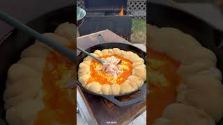 Buffalo Chicken Dip with Stuffed Crust  Over The Fire Cooking by Derek Wolf [upl. by Chapin]