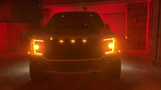 Night Show of Ford F150 Raptor Amber LED Mood Lights of 802A Luxury Premium Technology Tow Package [upl. by Aeslehs]