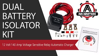 Dual Battery Isolator Kit  12 Volt 140 Amp Voltage Sensitive Relay Automatic Charger [upl. by Nayarb]