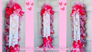 VALENTINES ❤️YARDSTICK DOOR SWAG  WREATH DIY ❤️WOODLAND RUFFLES amp POOF NEW 2024 CRAFTS [upl. by Jahn180]