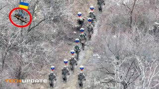 Horrible Ukrainian FPV drones brutally blow up of Russian infantry who walks in the open [upl. by Saturday]