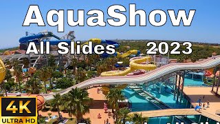 AquaShow 2024 Algarve Albulfeira Portugal  All WaterSlides [upl. by Nosae220]