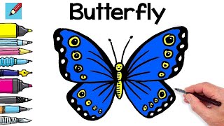 How to draw a butterfly real easy  Step by Step with Easy  Spoken Instructions [upl. by Dreddy]