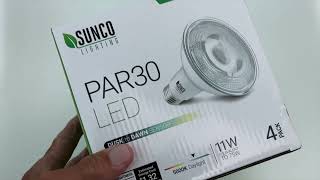 Unboxing Sunco Par30 LED Dusk till Dawn Sensor lights [upl. by Rosella]