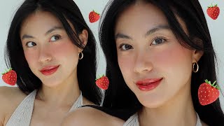 Strawberry makeup 🍓easy natural amp no foundation [upl. by Cameron]