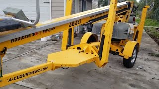 Haulotte 3632t BilJax review compare to JLG and Genie towable boom lift [upl. by Farnham932]