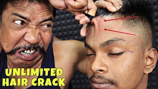 Unlimited Hair Cracking  Head Massage amp Neck Cracking by Asim Barber  Spine Cracking  ASMR [upl. by Annayar234]