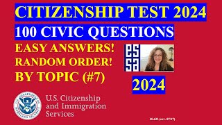 Random US Citizenship Questions by Topic  2024 Slow Easy Answer [upl. by Mauralia]