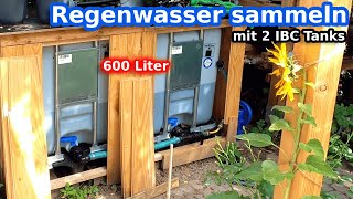 Regenwasser sammeln IBC Container verbinden 🌦 Regentonne geht auch schön 🌧 Viele Tipps amp Infos [upl. by Enirhtak]