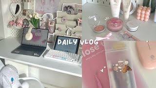 daily vlog🤍life as a homebody aesthetic desk makeover macbook unboxing studying japanese snacks [upl. by Borman]