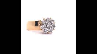 Round 065 Carat Diamond Flower Cluster Ring in 14k Yellow Gold [upl. by Nerrot]