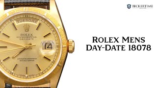 Mens Rolex 18K Gold DayDate Watch with Gold Champagne Dial 18078 [upl. by Ahsiyt255]