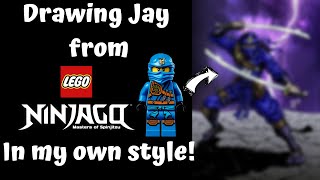 Drawing Jay Lego Ninjago in my own style  Giveaway [upl. by Goodhen]