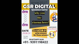 GSR DIGITAL GAMENO66 WORK FROM HOME  WHATSAPP NUMBER 9391198422  Date 28062024 [upl. by Ioab912]