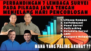 PERBANDINGAN 7 LEMBAGA SURVEI PADA PILKADA JATENG MENJELSAN PENCOBLOSAN [upl. by Corsetti]