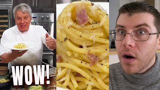 Pro Chef Reacts French Chefs AUTHENTIC CARBONARA Chef JeanPierre [upl. by Nosreg720]