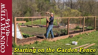 Starting to fence in our vegetable garden [upl. by Ablem]