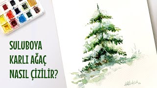 Suluboya Dersleri  Suluboya karlı ağaç çizimi [upl. by Eelyme]