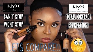 NYX CANT STOP WONT STOP FOUNDATION VS NYX TOTAL CONTROL FOUNDATION  MAKEUP BY CARRIE [upl. by Jeff249]