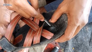 How to Repair Chappals  The Cobbler Repairing Chappal  Street Side Chappal Repair [upl. by Karoline678]