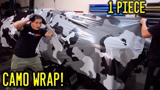 Vinyl Wrapping Car in 1 Piece CAMO WRAP [upl. by Macleod]